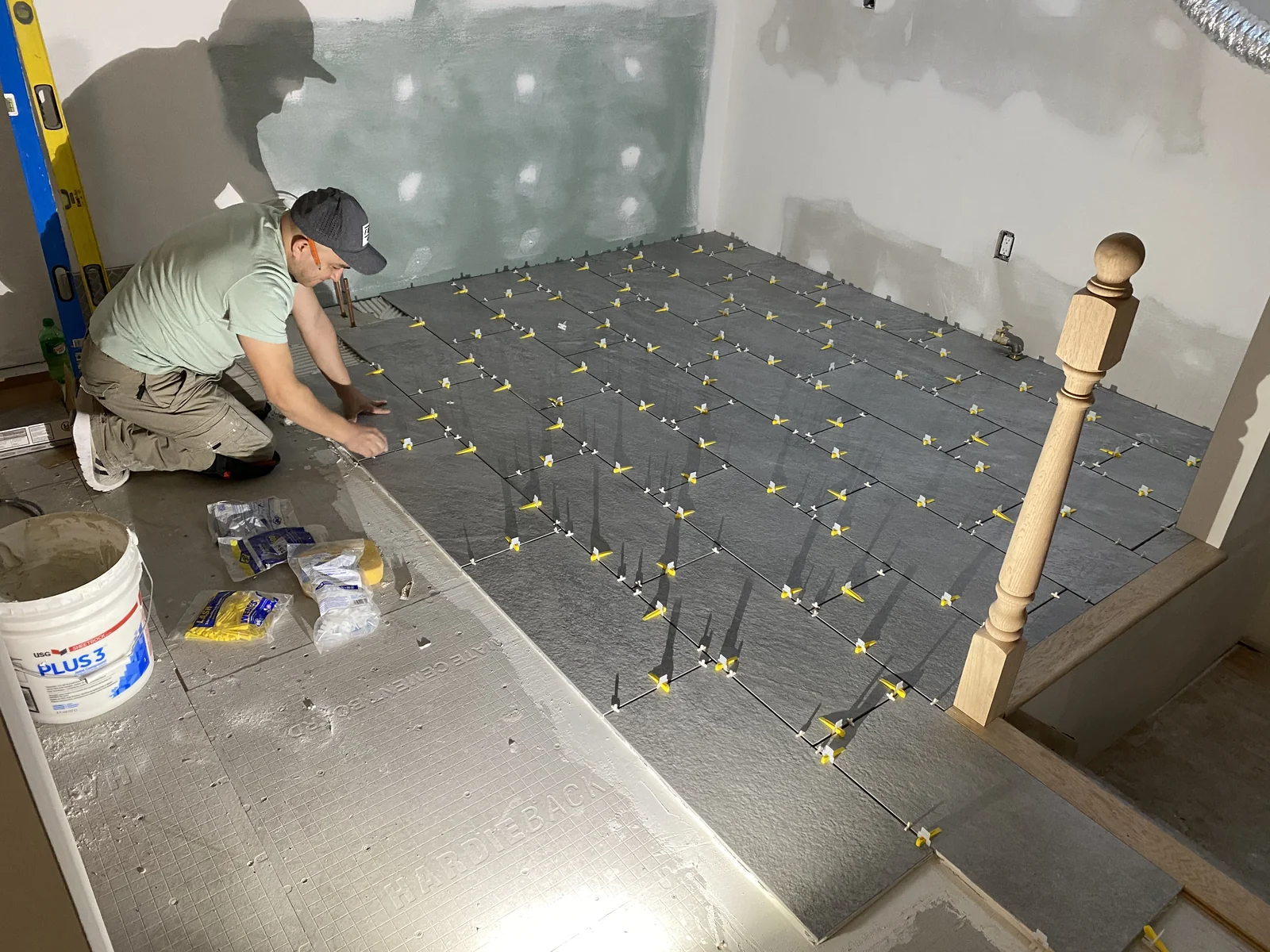 Antes de colocación de baldosas